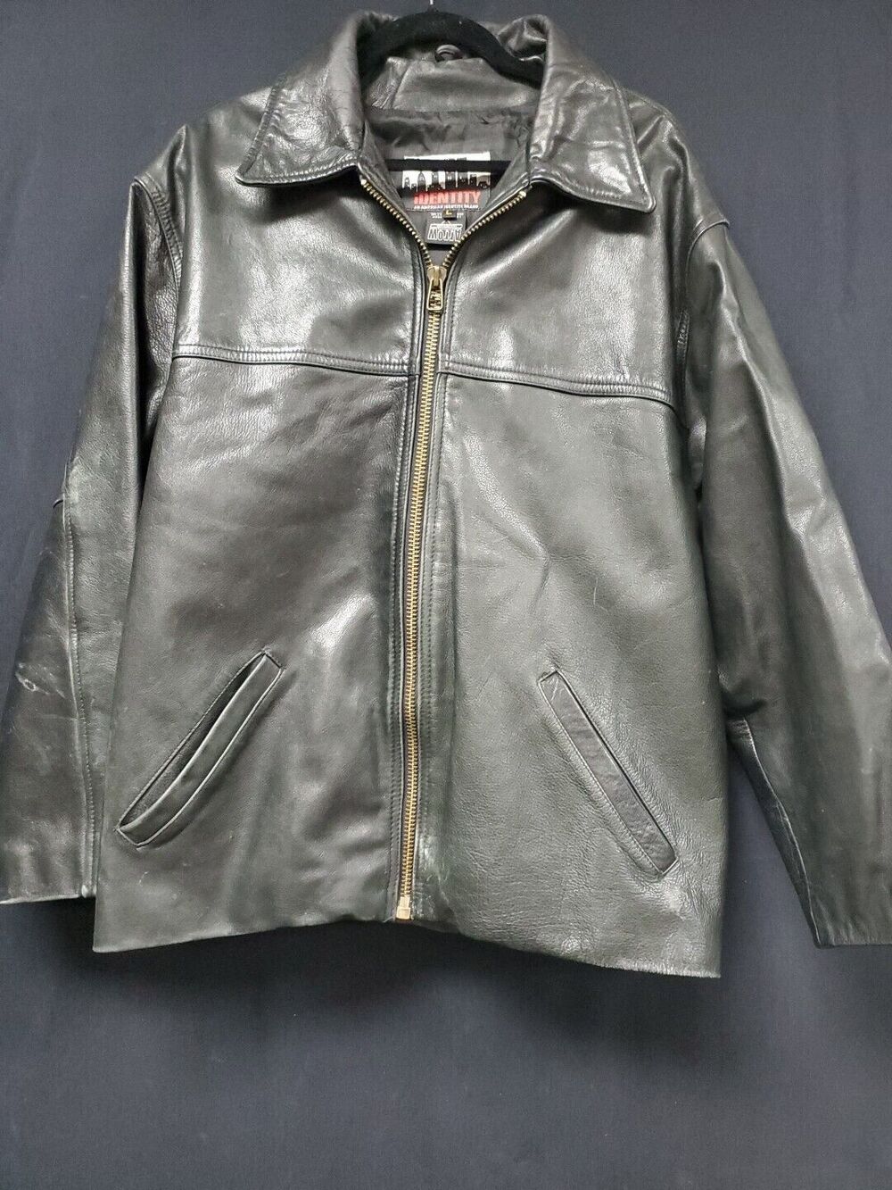 Global Identity Jim Beam Black Leather Multi Pocket Mens Jacket Size Large